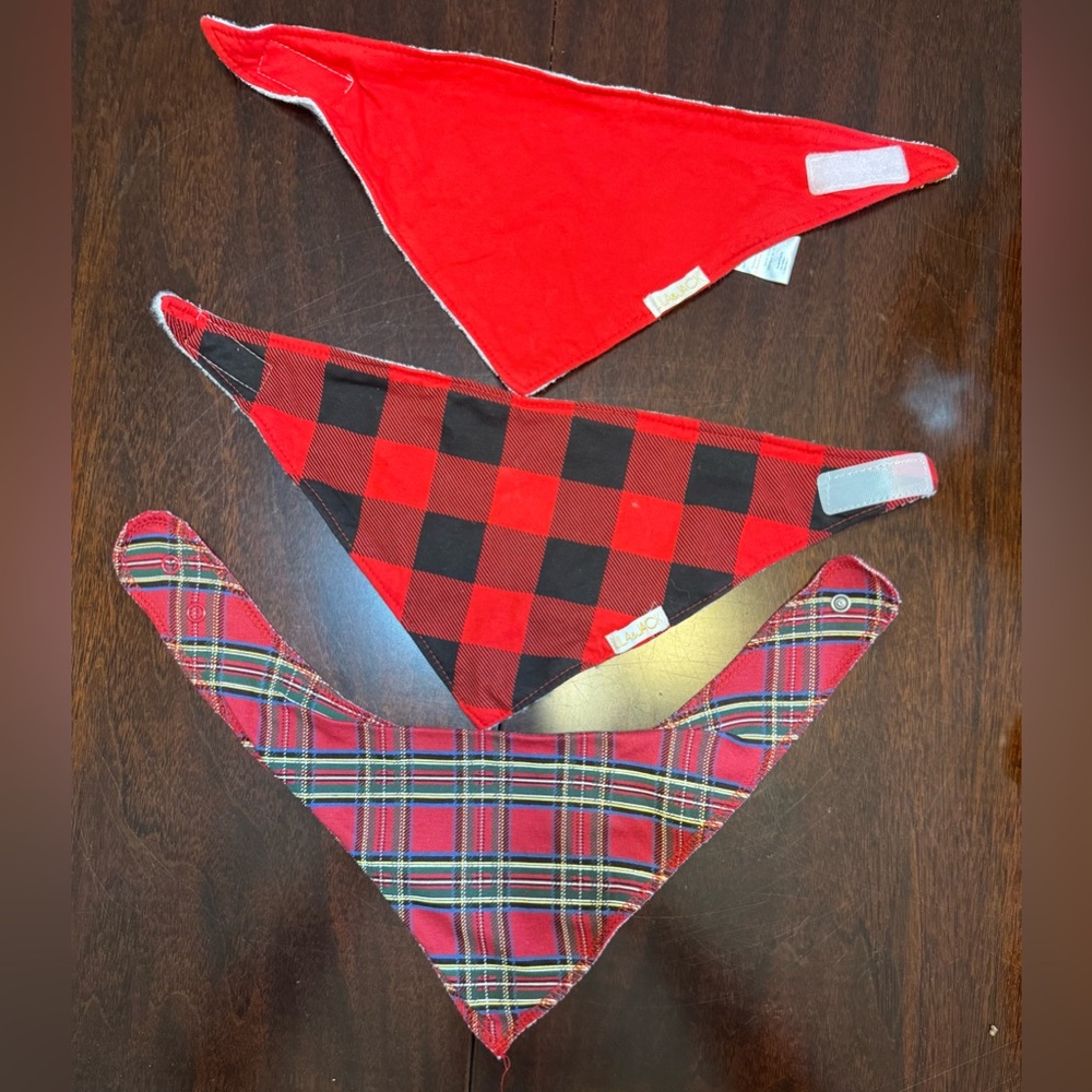 Set of 3 Red and Black Plaid Bandana Bibs |  Lila & Jack & Modern Baby